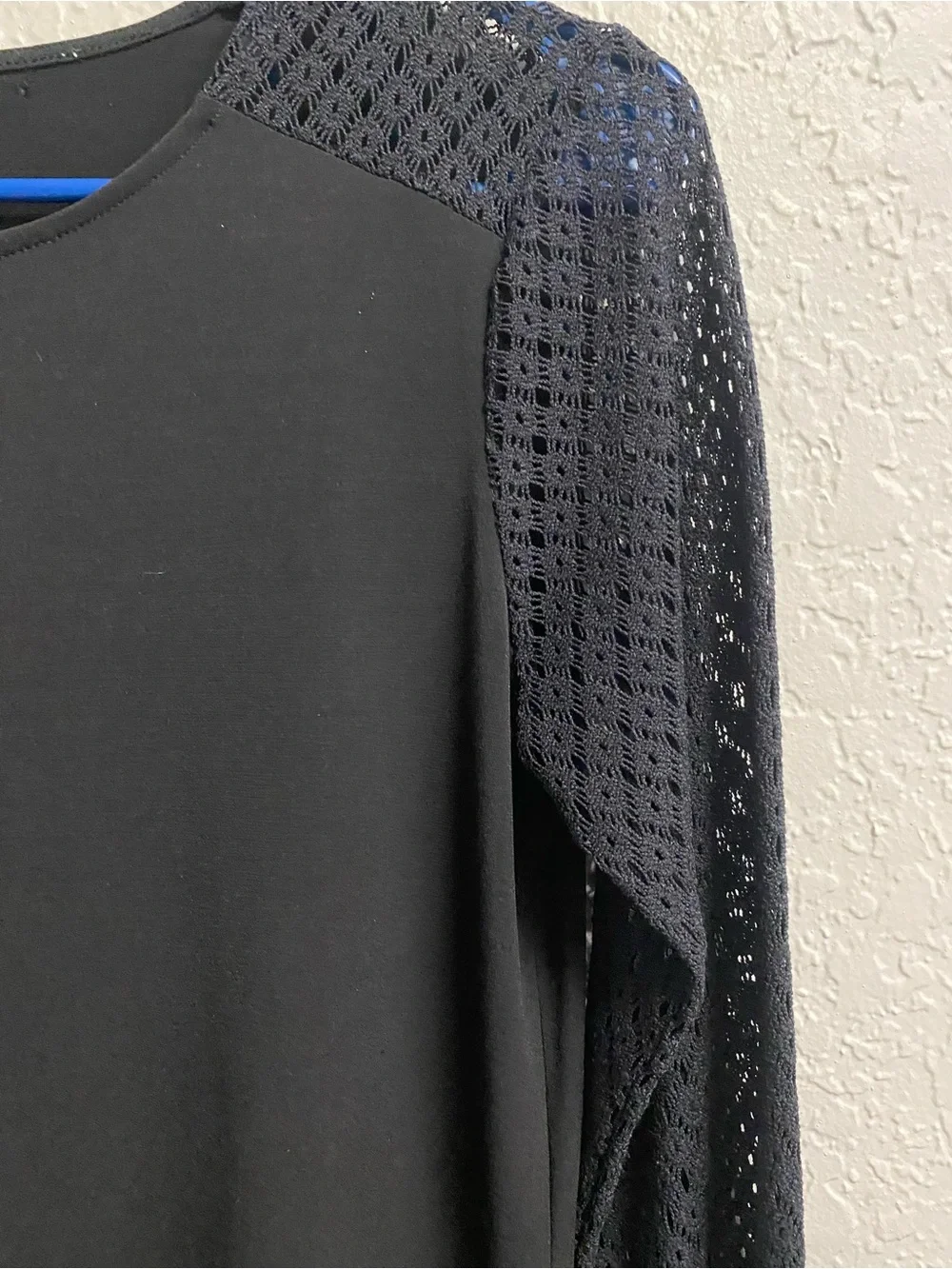 Michael Kors Black Mini Dress with Lace-Detail Sleeves, missing inside label